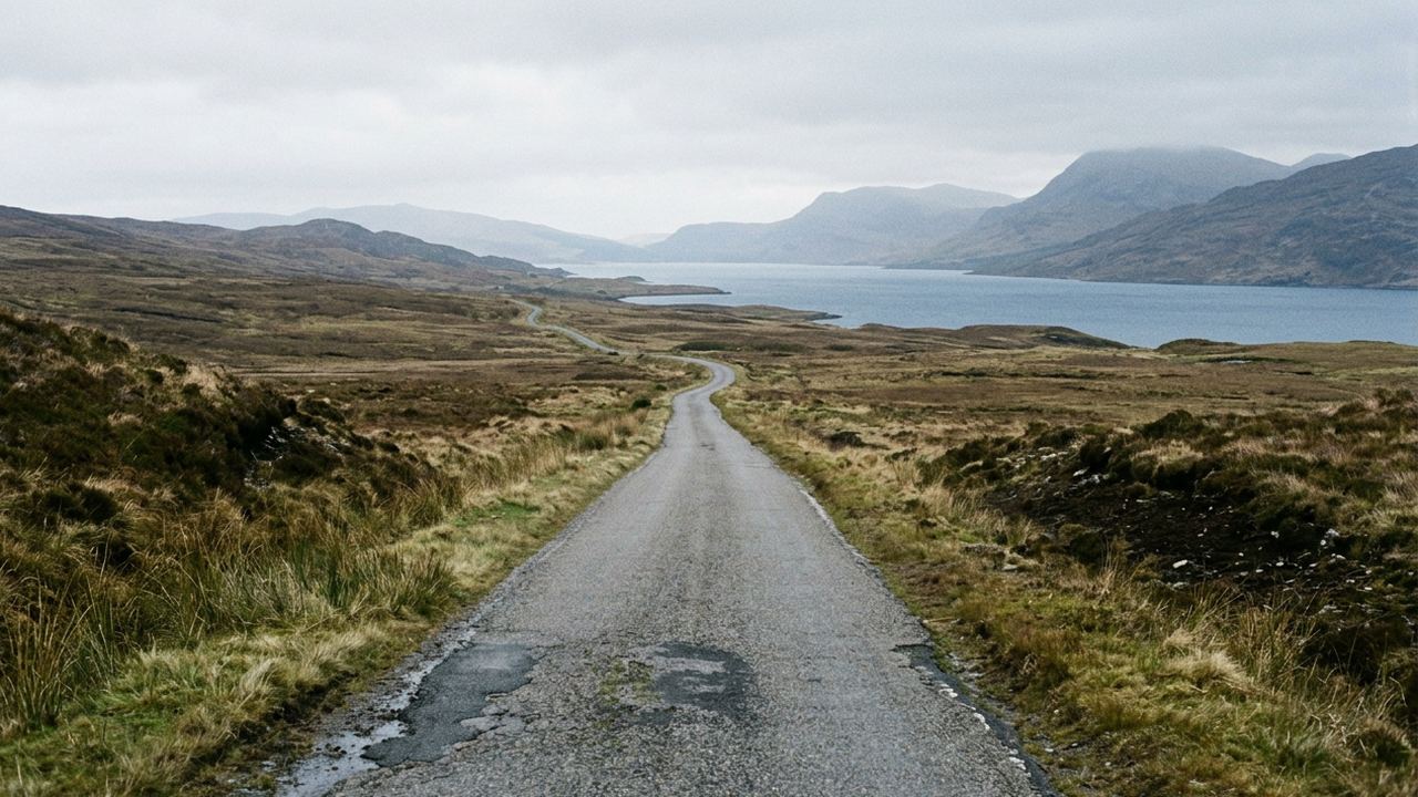 three times the size, single track most of the way, sea on every side